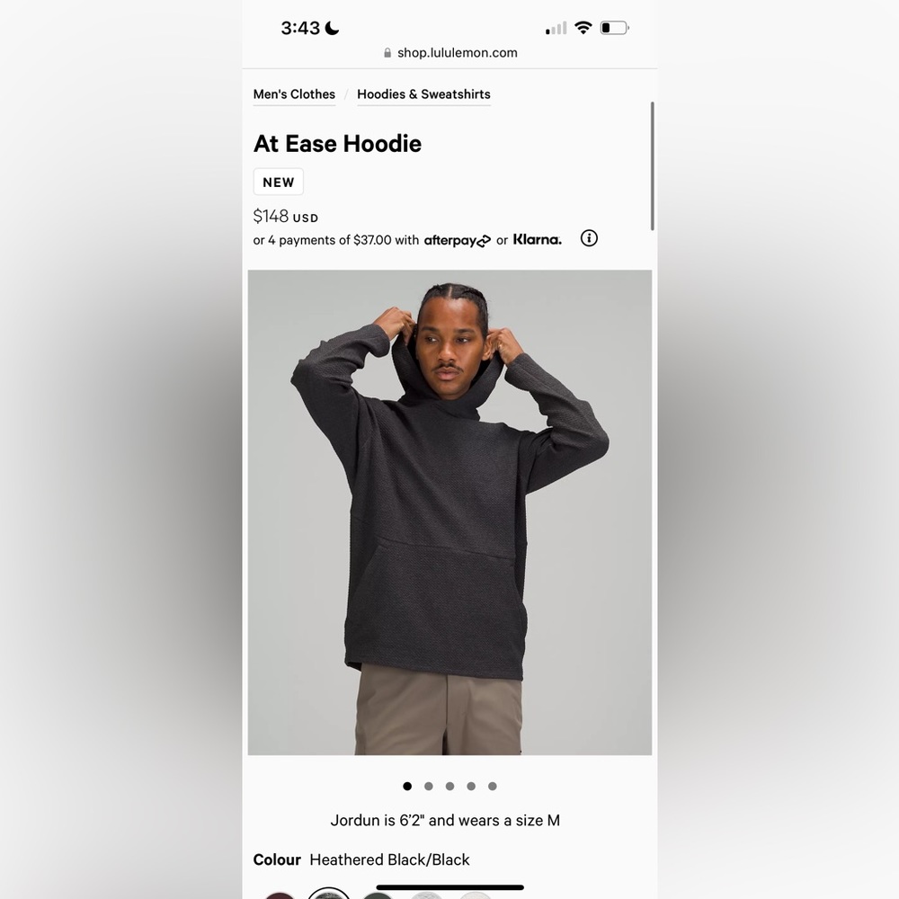 Lululemon Mens At Ease hoodie